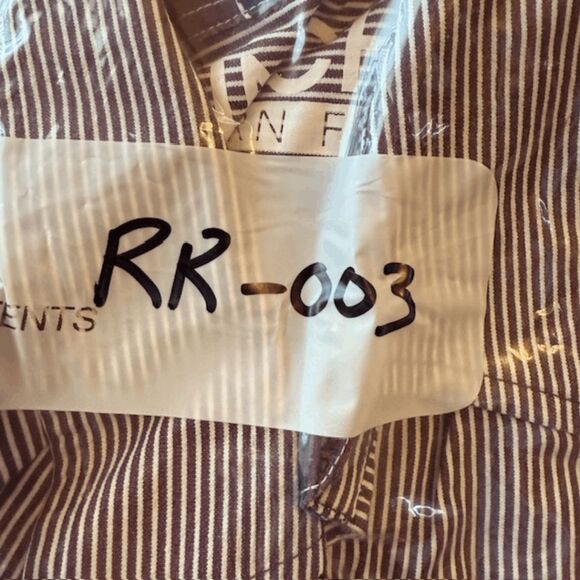 Cinch Men's Striped Modern Fit Long Sleeve Button Up Shirt Burgundy Brown White - Picture 7 of 7